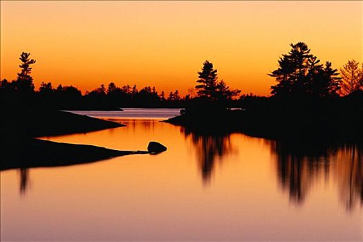日落,上方,乔治亚湾,岛屿,国家公园,安大略省,加拿大