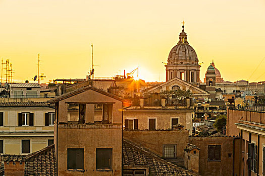 罗马,天际线,日落