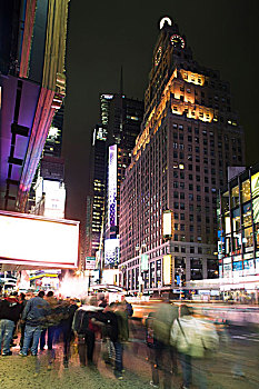 夜生活,场景,百老汇,靠近,时代广场,纽约
