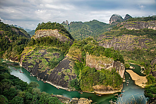 武夷山景区俯拍九曲溪