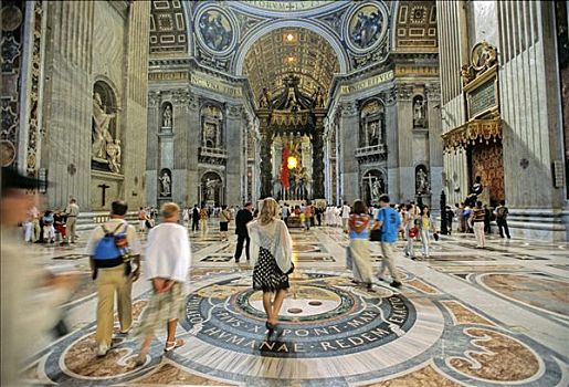 大理石,地面,织锦,中心,教堂中殿,圣彼得大教堂,梵蒂冈城,罗马,意大利,欧洲