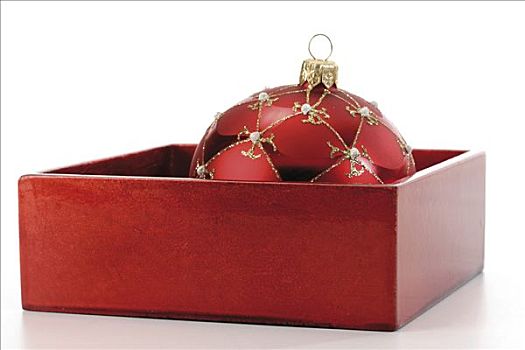 红色,圣诞饰品,木盒