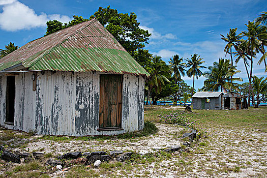 斐济,南方,多,岛屿,乡村,特色,家,金属,屋顶,收集,雨,水,大幅,尺寸