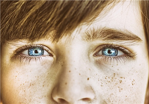 悟性,看,蓝眼睛,男孩