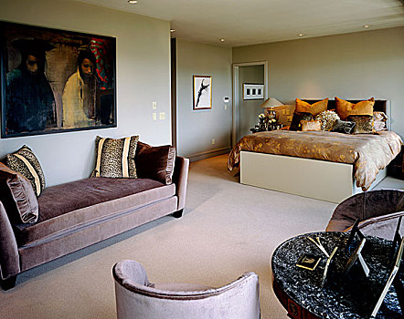 软垫,沙发,宽敞,卧室,双人床