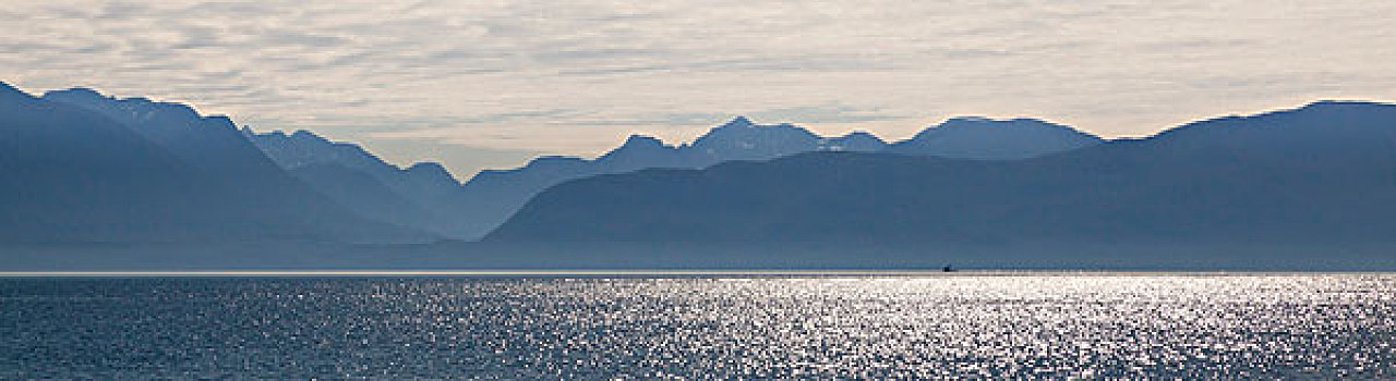 美国,阿拉斯加,剪影,山峦,日出