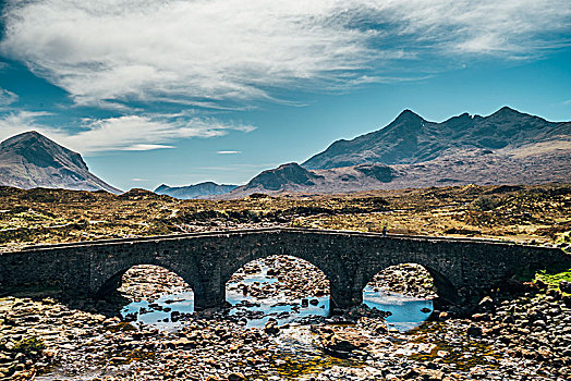 桥,上方,遥远,崎岖,河,斯凯岛,苏格兰