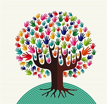 彩色,团结,树