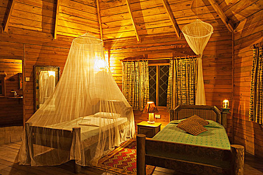 蚊帐,上方,床,住宿,乌干达