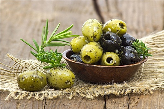 黑色,青橄榄,腌制,蒜,新鲜,地中海,药草