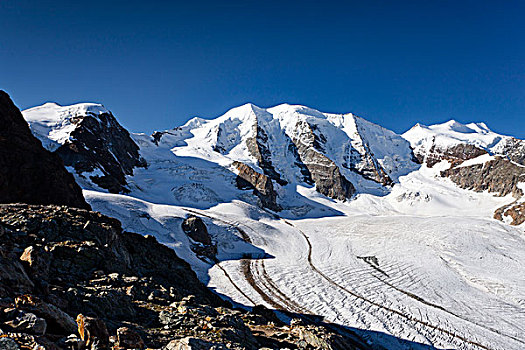 山,冰河,正面,右边,顶峰,左边,瑞士,欧洲