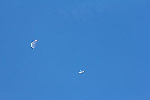 飞机掠过月亮