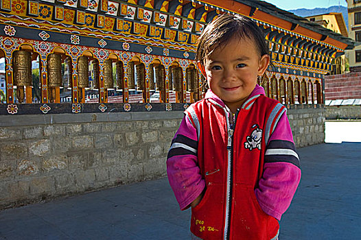 好奇,不丹人,孩子,公众广场,廷布,不丹,十一月,2007年,首都,名字,围绕,山谷,地区,城市,城镇