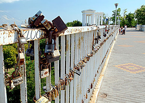 锁,桥,喜爱,敖德萨,乌克兰,欧洲