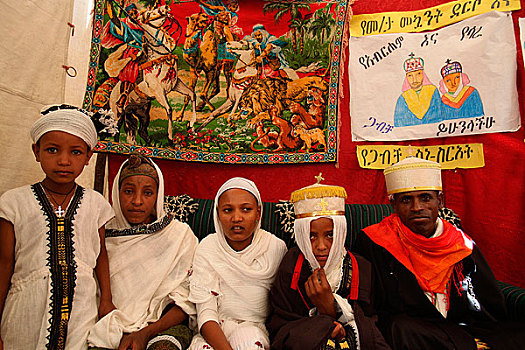 埃塞俄比亚,拉里贝拉,婚礼,孩子,新娘