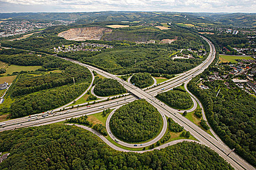 航拍,高速公路,哈根,交叉,鲁尔区,北莱茵威斯特伐利亚,德国,欧洲