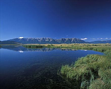 红岩,湖,国家野生动植物保护区,蒙大拿,美国