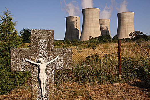 十字架,正面,核能,植物,布拉迪斯拉瓦,斯洛伐克,欧洲