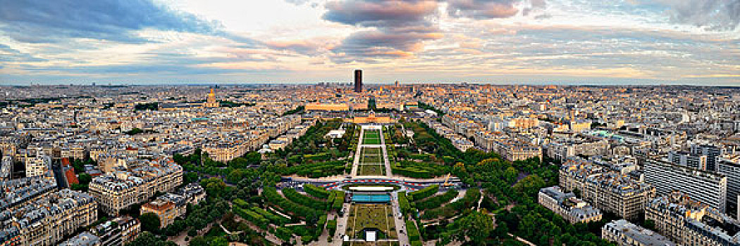 巴黎,城市天际线,屋顶,风景,日落,法国