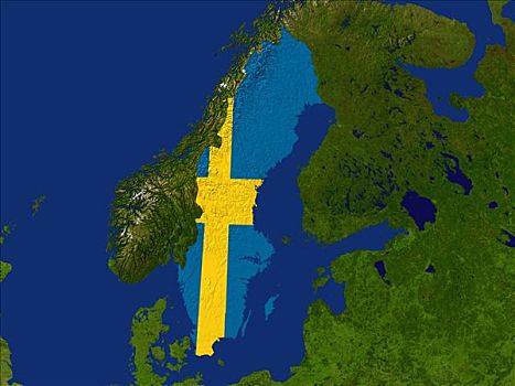 卫星图,瑞典,旗帜,遮盖