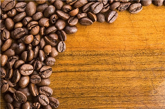 咖啡,木质背景