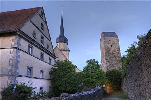 行会,教区教堂,城墙,巴伐利亚,德国,欧洲