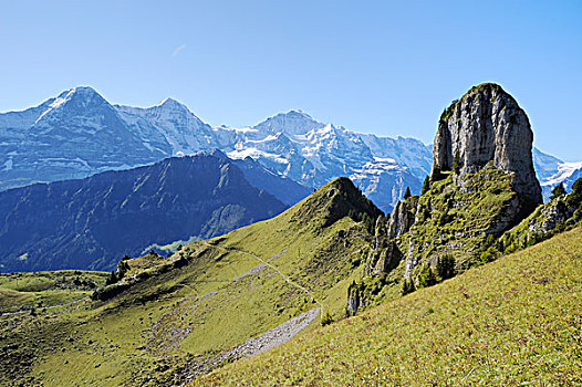 风景,艾格尔峰,山,少女峰,普拉特河,美国,伯恩,瑞士,欧洲