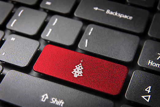红色,圣诞树,键盘,按键,季节,背景