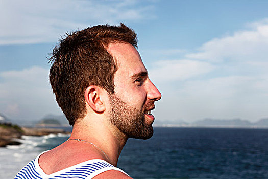 男人,远眺,海滩,里约热内卢,巴西