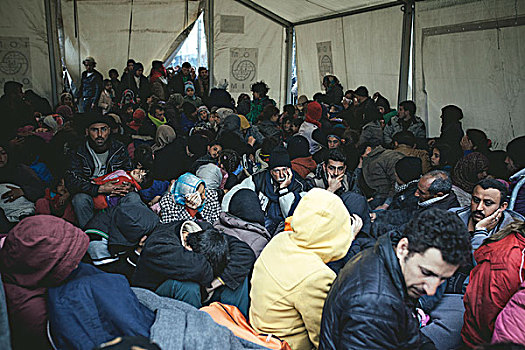 难民,露营,希腊人,马其顿,边界,等待,检查点,中马其顿,希腊,欧洲