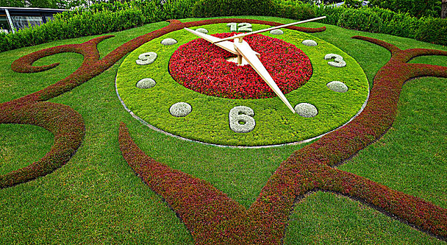 花,钟表,日内瓦,花园,靠近,日内瓦湖,瑞士
