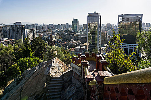 俯视图,城市,智利圣地牙哥,智利