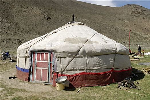 游牧,蒙古包,阿尔泰,哈萨克斯坦,蒙古,亚洲