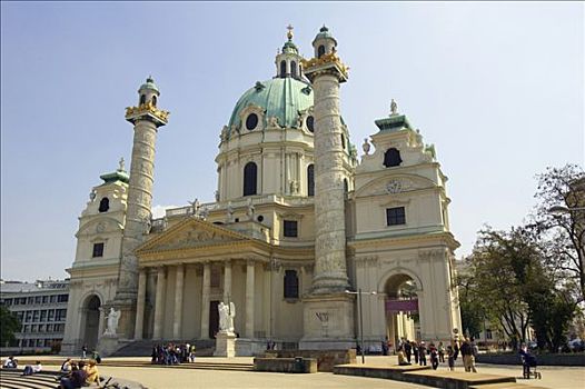 卡尔教堂,教堂,观景楼,区域,维也纳,奥地利,欧洲