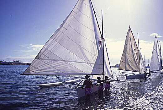 舷外支架,航行,独木舟,塔希提岛,法属玻利尼西亚
