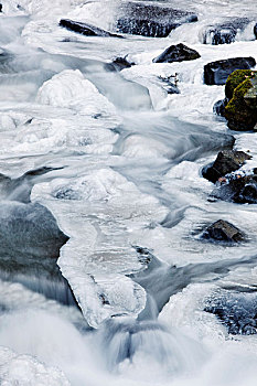 哥伦比亚河峡谷国家风景区,俄勒冈,美国,冰雪,遮盖,溪流