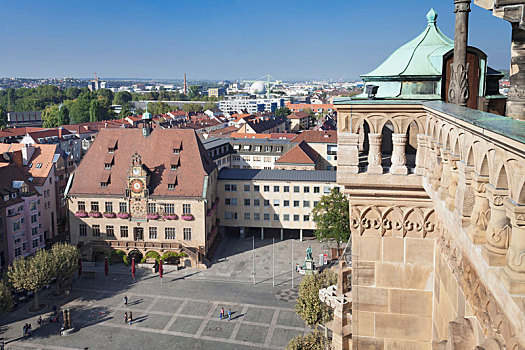 风景,市政厅,马尔克特广场,巴登符腾堡,德国