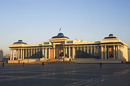 蒙古,乌兰巴托,政府,房子,雕塑,成吉思汗,中间