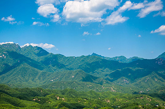 晴朗天气有云朵的山地环境