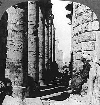 著名,柱廊,卡尔纳克神庙,底比斯