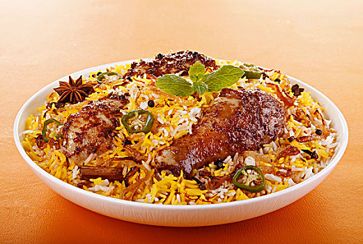 鸡肉,米饭,调味品,印度