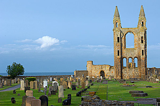 遗址,大教堂,墓地,区域,苏格兰,英国,欧洲