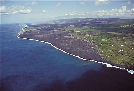 夏威夷,夏威夷大岛,夏威夷火山国家公园,俯视,新,陆地,火山岩