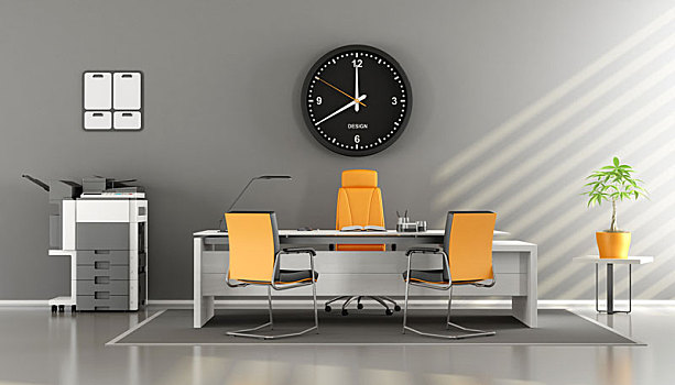 现代,灰色,橙色,办公室