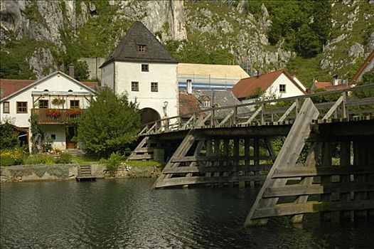 老,木桥,巴伐利亚