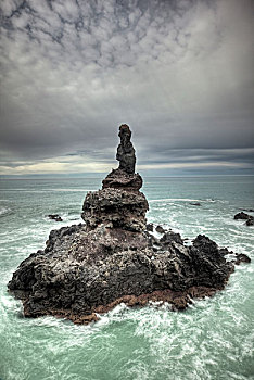 海蚀柱,破烂不堪,湾,东方,班克斯半岛,坎特伯雷,新西兰