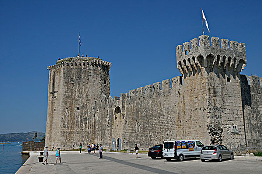 城堡,要塞,15世纪,历史,中心,特洛吉尔,世界遗产,达尔马提亚,克罗地亚,欧洲