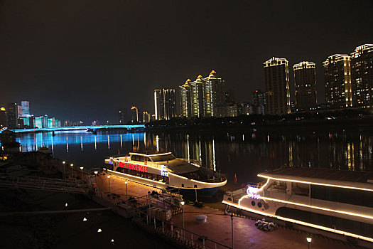 福建福州现代化国际城市形象的新地标,闽江之心夜景