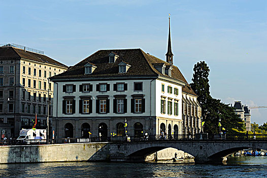 利马特河,建筑,教堂,苏黎世,瑞士,欧洲