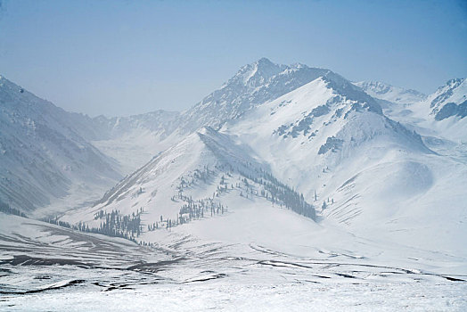 冬季草原雪山